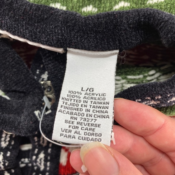 Croft & Barrow Cardigan Women Large Norwegian Fair Isle Snowflake Deer Tree Knit - Picture 3 of 10